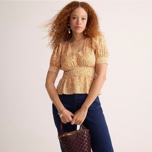 JCREW PUFF SLEEVE V-NECK TOP SIZE 0 NWT